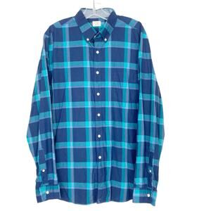 J. Crew Blue Plaid Long Sleeve Button Down Sz L